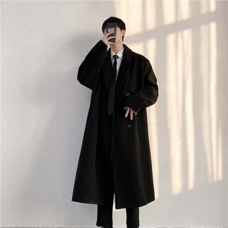 Korean-Style Thickened Wool Coat – Mid-Length Trendy Spring Coat