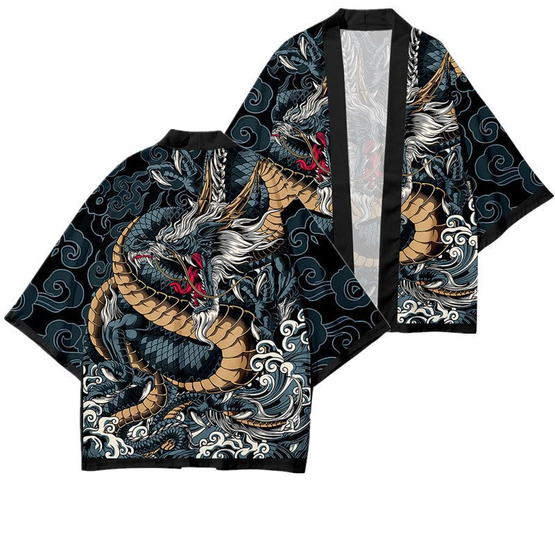 Men’s Harajuku Feather Woven Kimono Vintage Cloak
