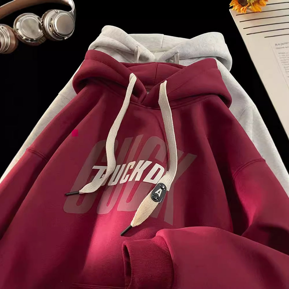 Wine Red Fleece Hoodie – Durable Autumn/Winter Jacket