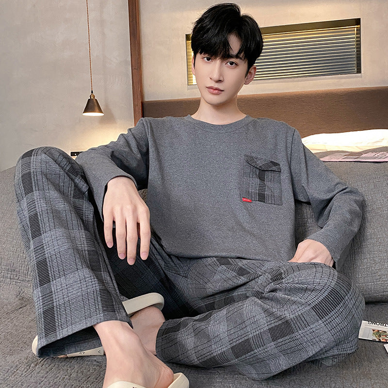 Men’s Pure Cotton Pajamas Set Spring Autumn Casual