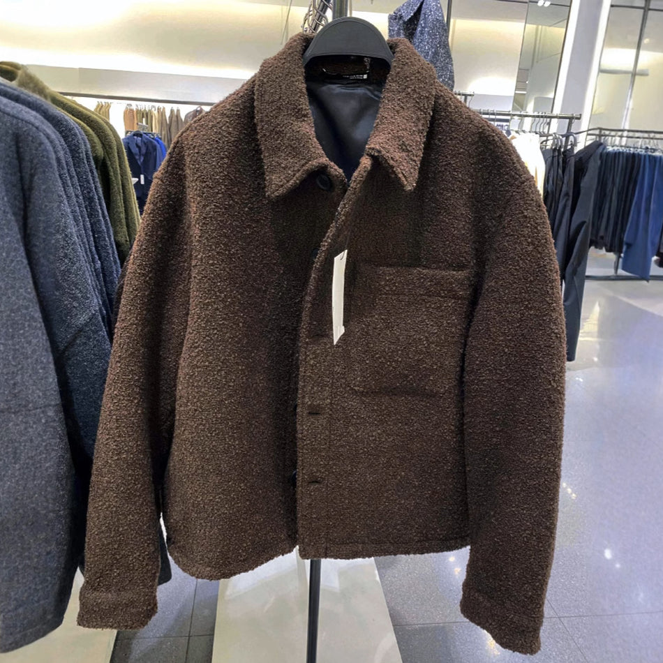 Men’s Woolen Beaded Texture Jacket – European and American Wholesale Fashion
