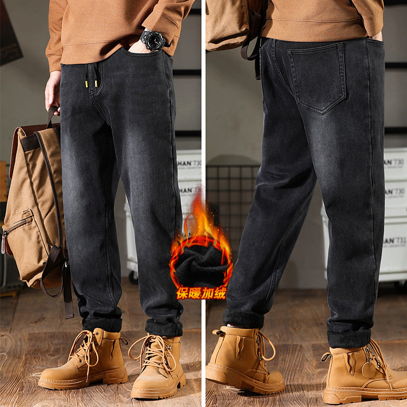 Warm Loose Fit Fleece Jeans for Men Nepal Winter