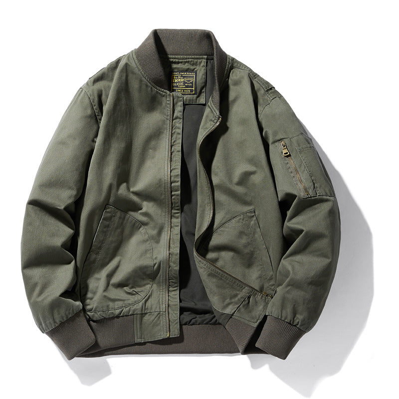 Men’s Tough Guy Pilot Jacket – Loose Plus Size Baseball Collar