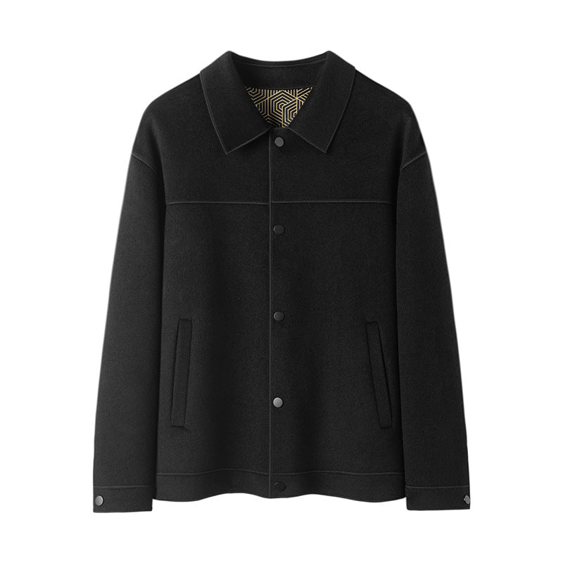 Men’s 100% Wool Cashmere Jacket – Autumn/Winter Double-Sided Executive Wool Coat