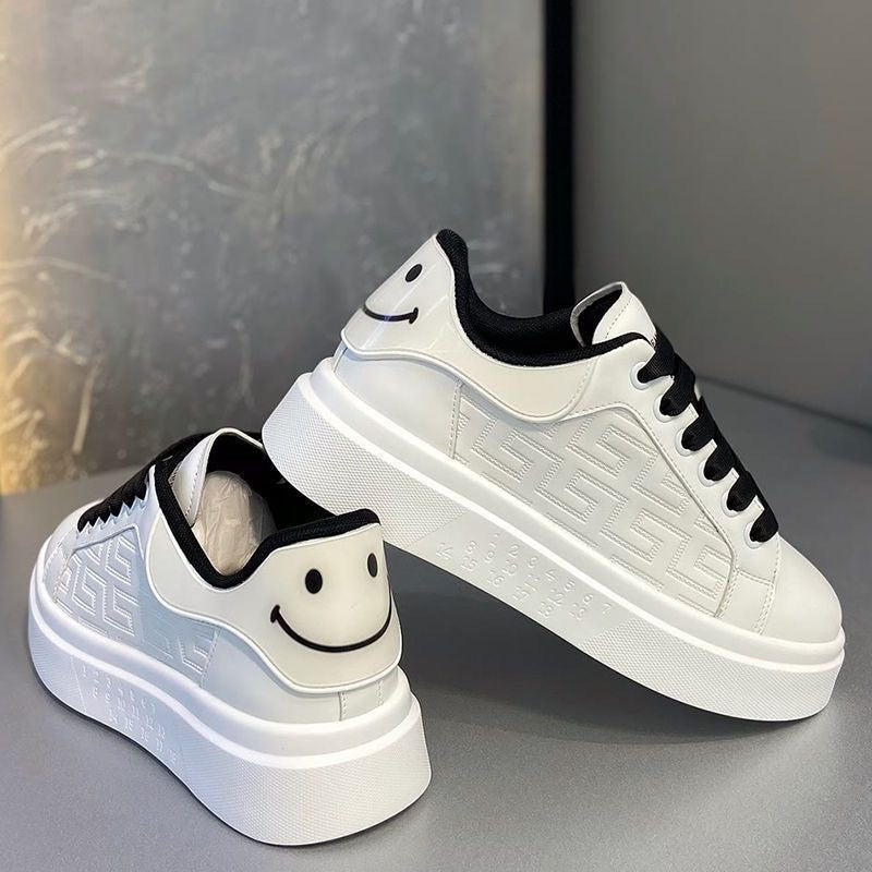 Men’s Summer 2025 White Breathable Thick-Soled Shoes