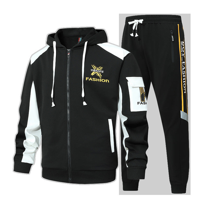 Teen Boys’ Spring-Fall Casual Sportswear Two-Piece Set