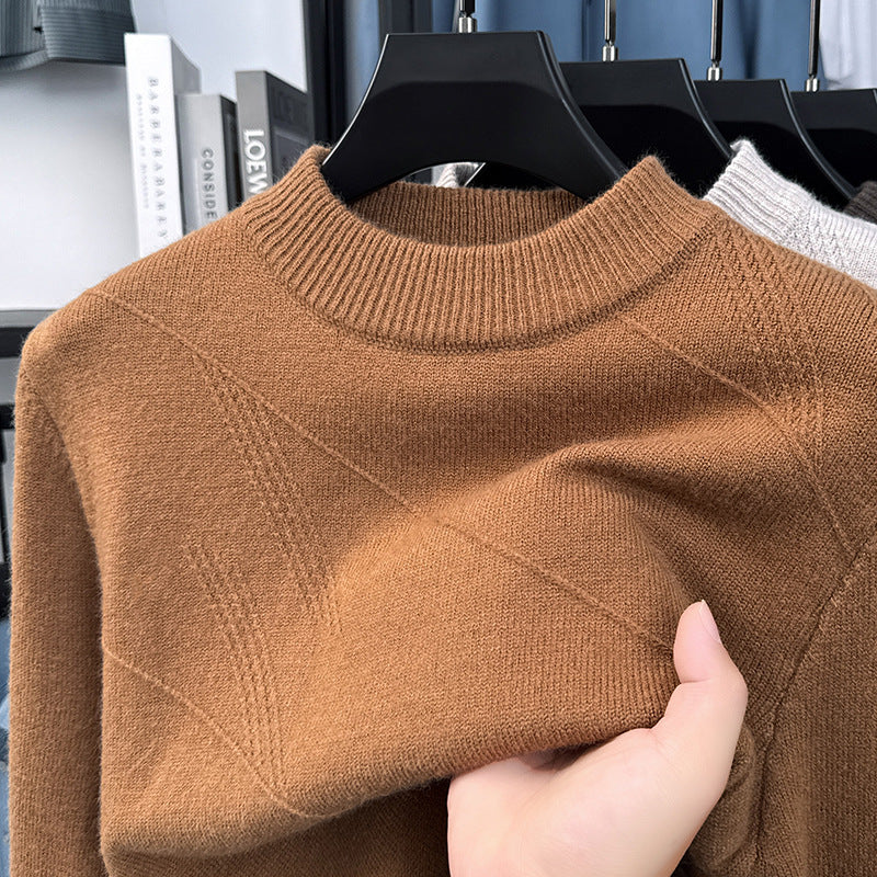 Men’s Round Neck Thick Solid Color Sweater 2025 Warm