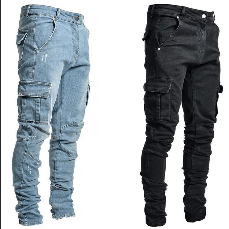 Men’s Skinny Jeans with Side Flap Pockets