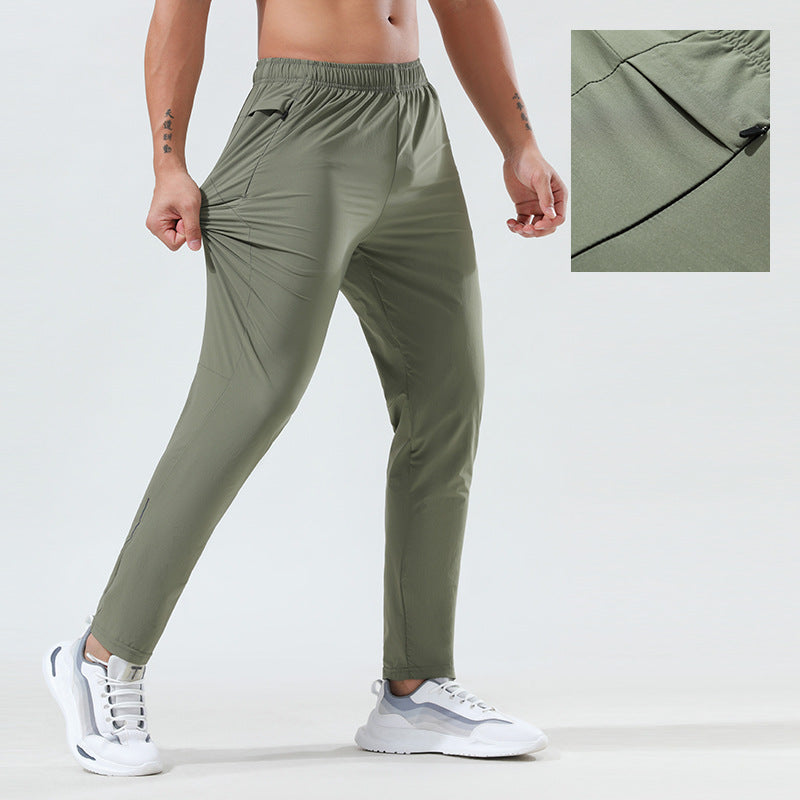 Men's Quick-Dry Sports Pants – Summer Ice Silk Running & Fitness Activewear