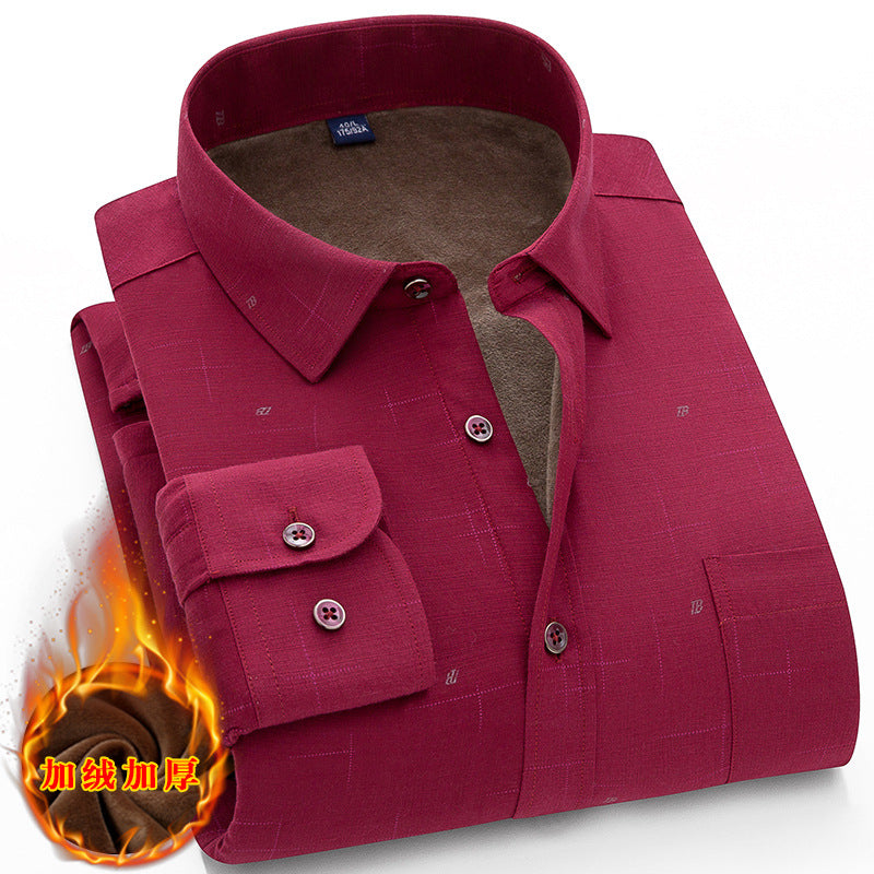 Red Fleece Lined Warm Mens Shirt 2025