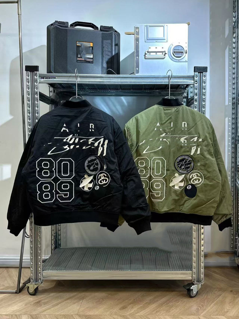 Unisex American Vintage Embroidered Alphabet Bomber Jacket