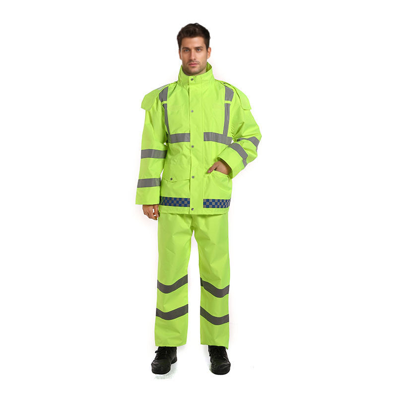 Men’s Reflective Labor Raincoat Set – Heavy Rain Construction & Cycling Gear