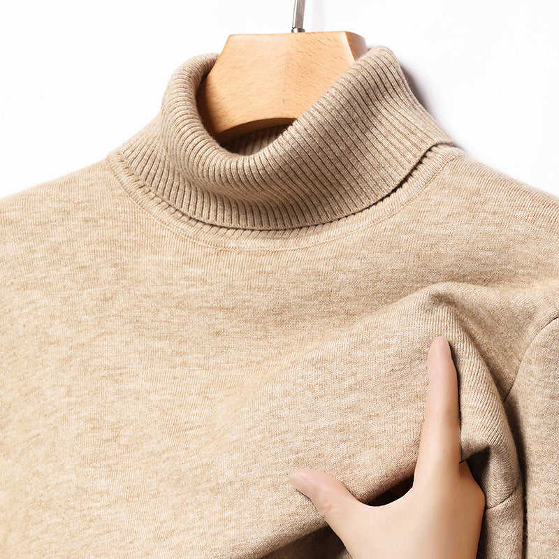 Men’s High Collar Knitted Sweater Thick Winter Top