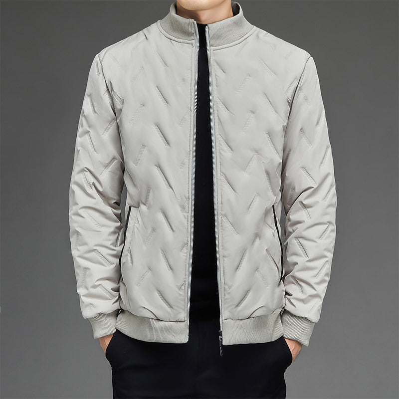 Men’s Velvet Thickened Winter Jacket – Stand Collar