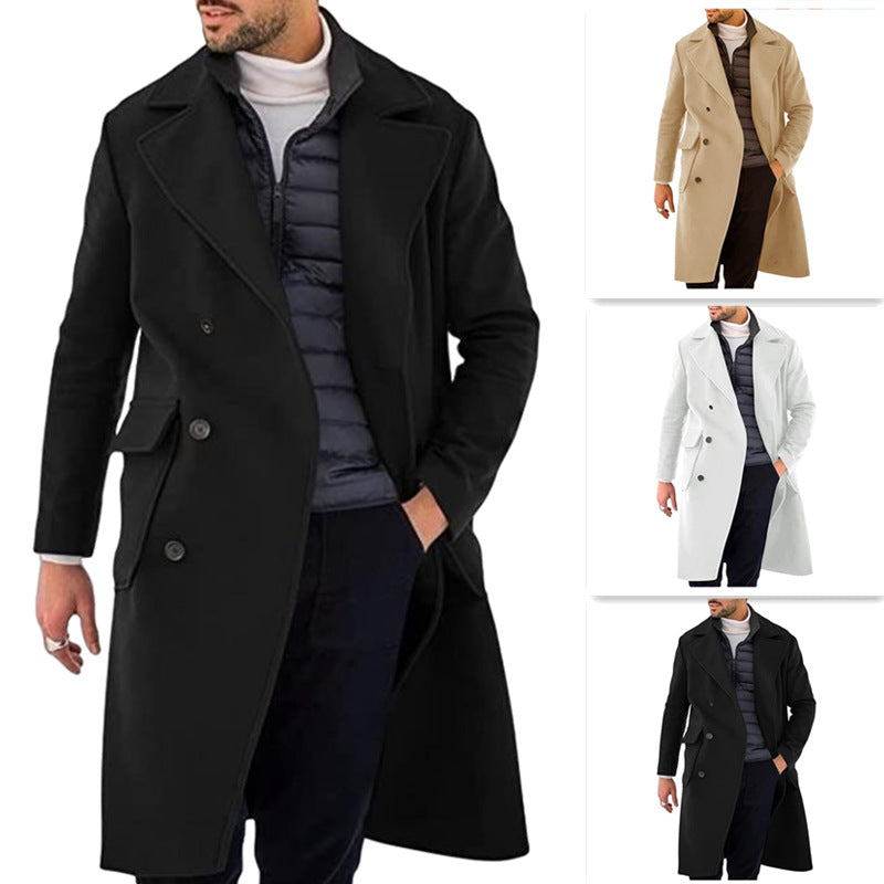 Men’s Wool Coat – Thickened Long Double-Breasted Autumn/Winter