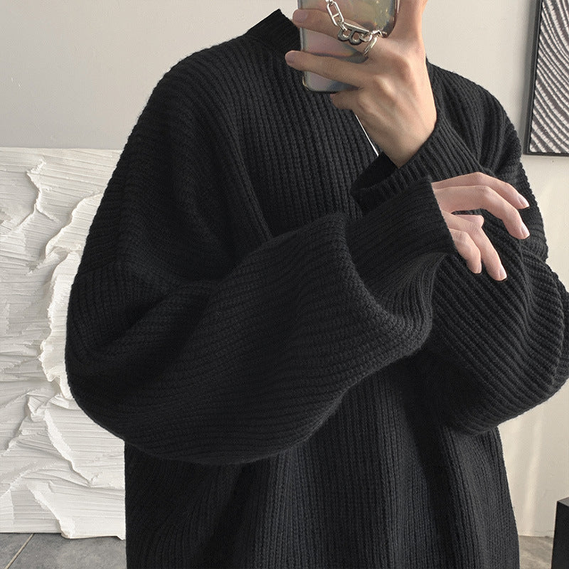 Men’s Spring Autumn Round-Neck Loose Japanese Style Sweater