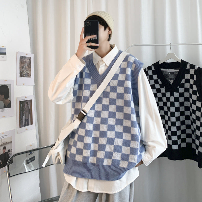 Sleeveless Sweater – Hong Kong Style Plaid Knit Vest