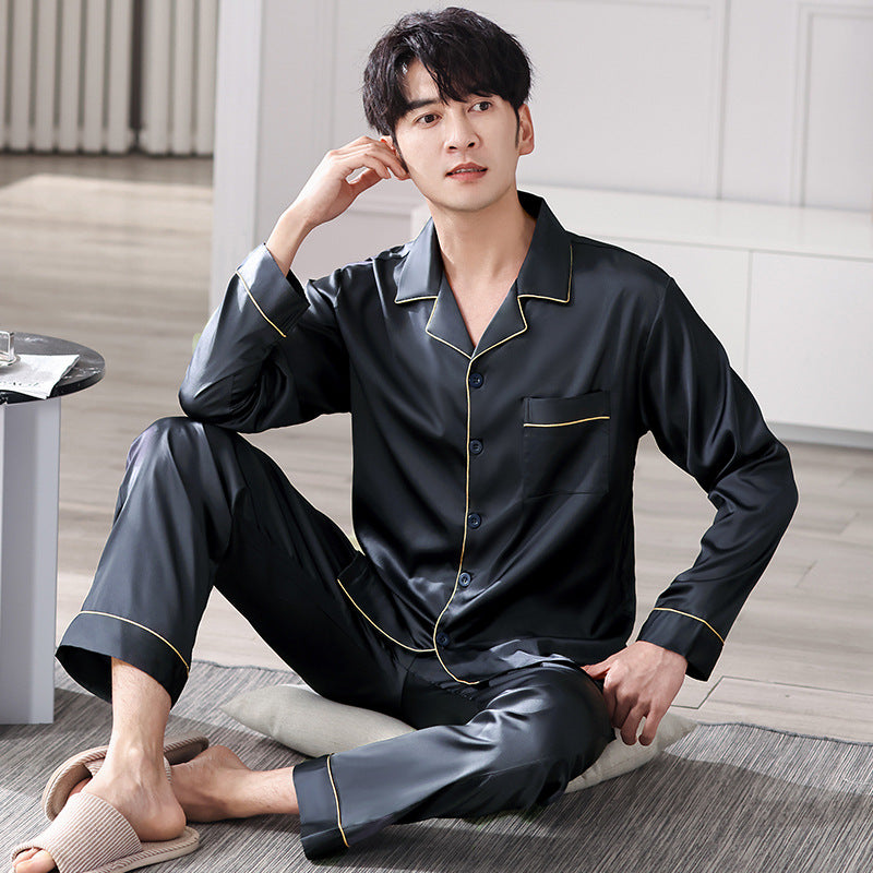 Men’s Ice Silk Loungewear – Cool Long Sleeve Set
