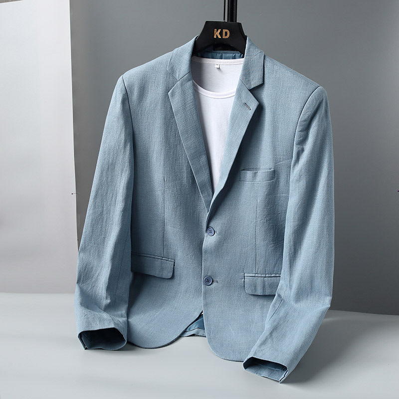 Slim-Fit Linen Men’s Suit Jacket – Breathable Spring/Autumn