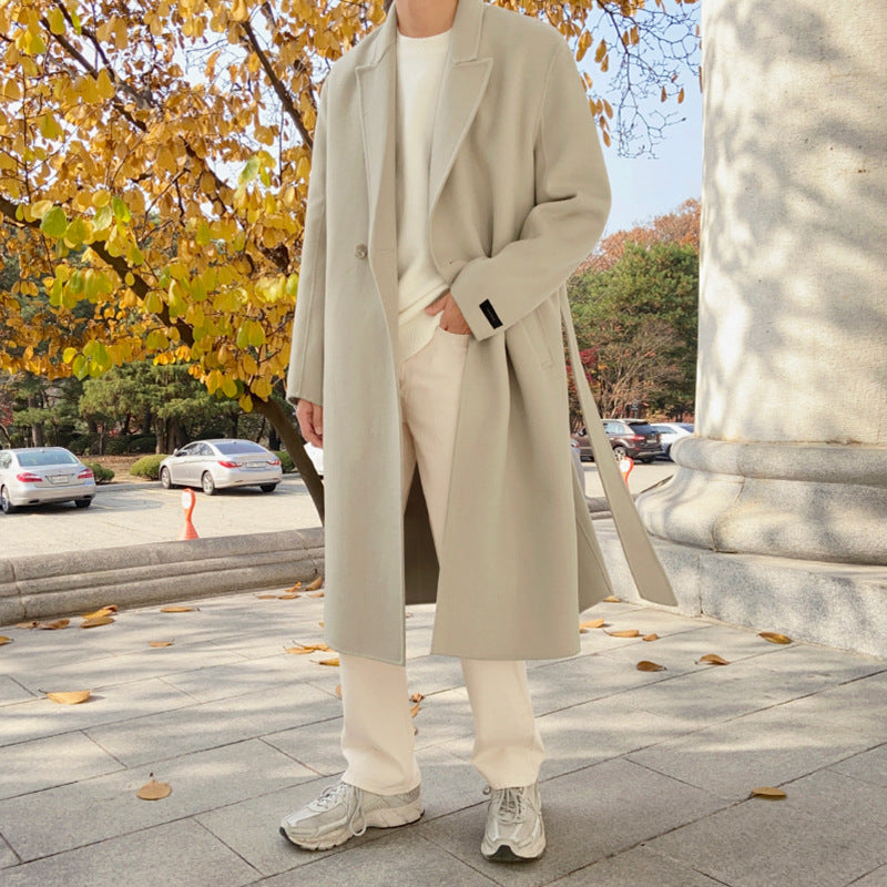 MYQ Men’s Wool Coat – Thickened Loose Mid-Length Double-Sided