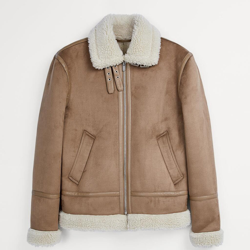 Men’s Faux Lamb Wool Deerskin Fleece Jacket – Winter Warm Coat