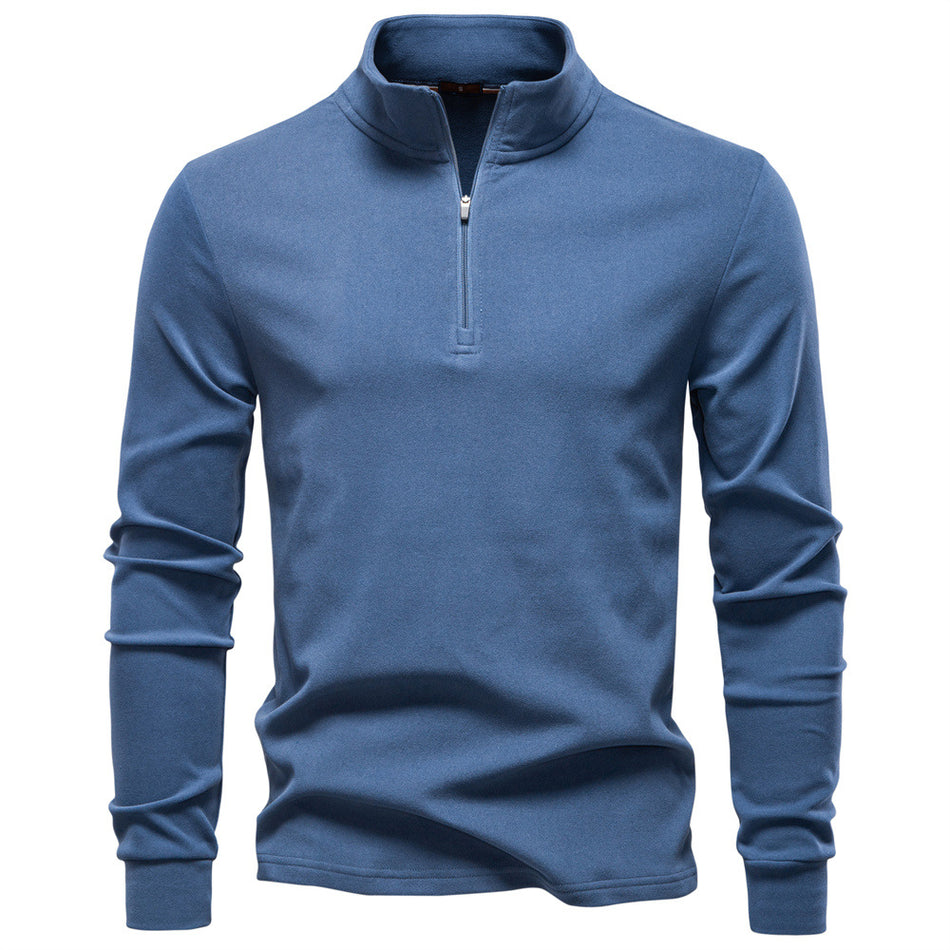 Men’s Thick Velvet Half-Zip Long Sleeve Shirt – Warm Layer