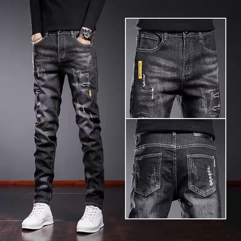 Ripped Cropped Slim-Fit Jeans Men 2025
