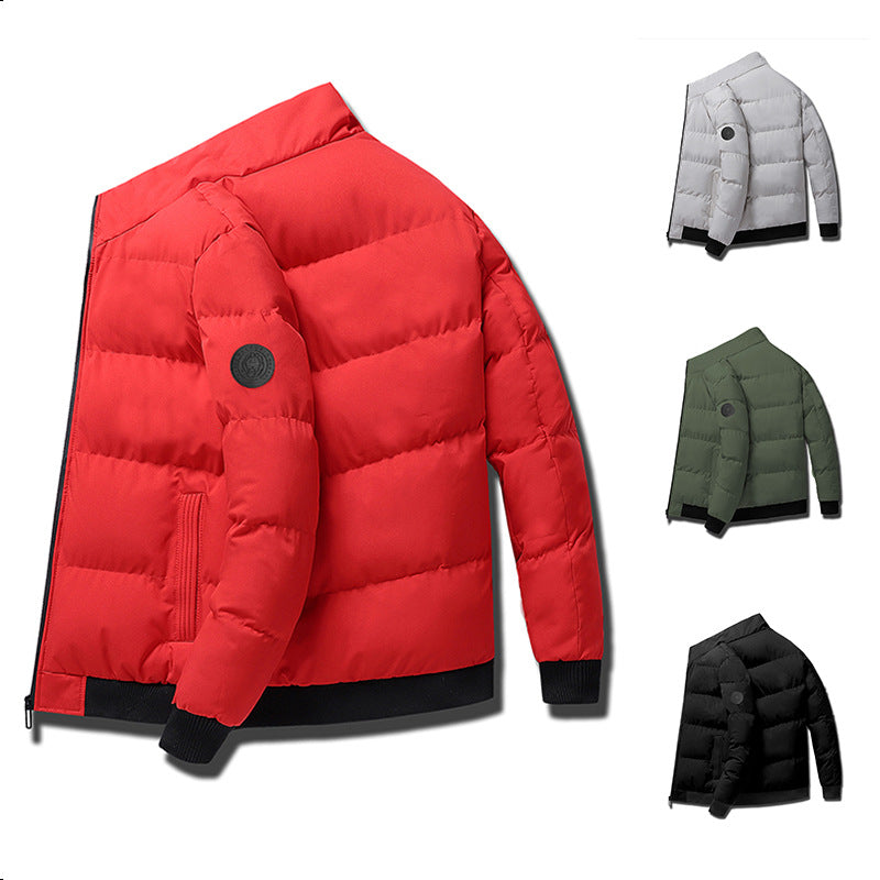 Men’s Thickened Down Cotton Jacket – Stand Collar Winter Outwear