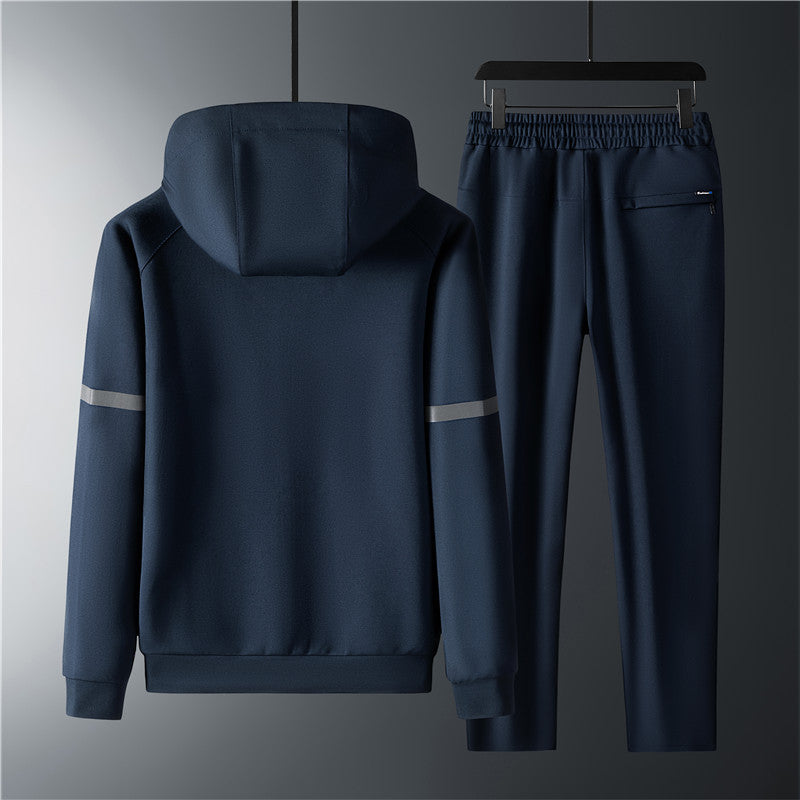 Men’s Spring-Autumn Sports Suit Loose Hooded Spandex Two-Piece