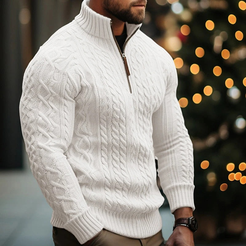 Men's Half-Zip Knit Sweater – Winter Thick Pullover Jacket