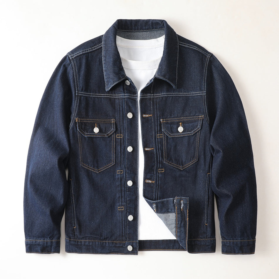 Japanese-Style Men's Denim Jacket 2024 Autumn & Winter Loose Fit