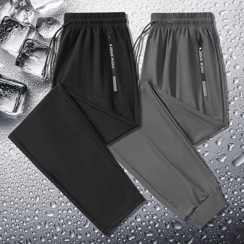 Men’s Ice Silk Summer Pants – Plus Size Straight Leg Nylon