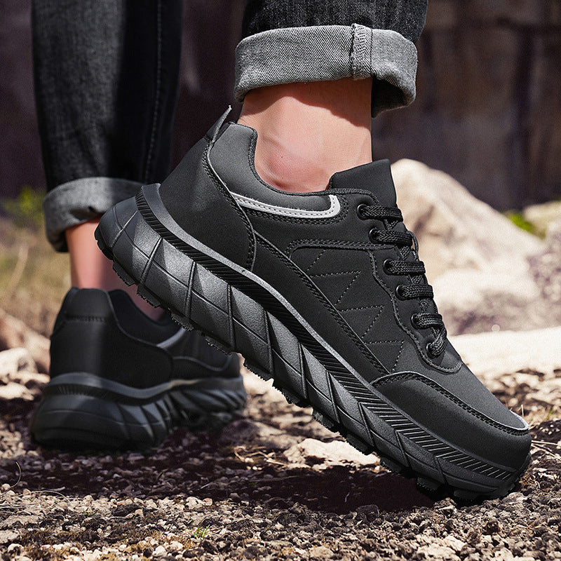 Leather Men’s Boots – Warm Hiking Shoes Plus Size
