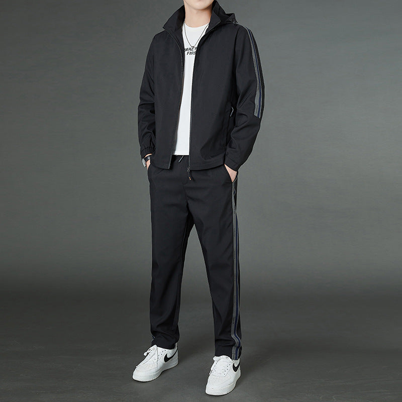 Men’s 2025 Spring Casual Sports Suit Two-Piece Loose Jacket Set