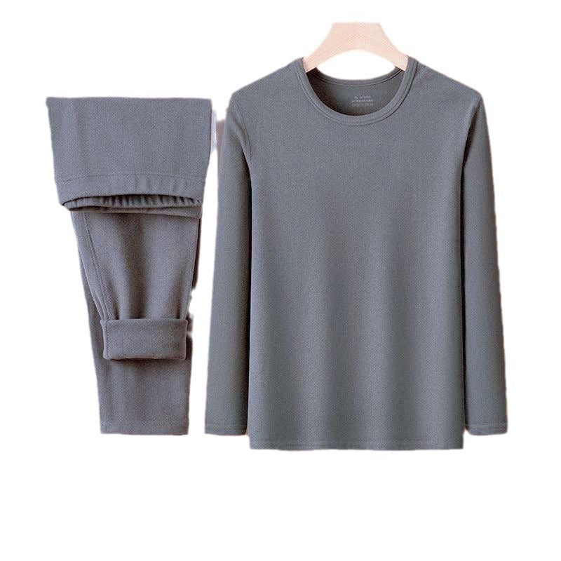 Men’s Velvet Warm Crew Neck Fleece-Lined Winter Suit