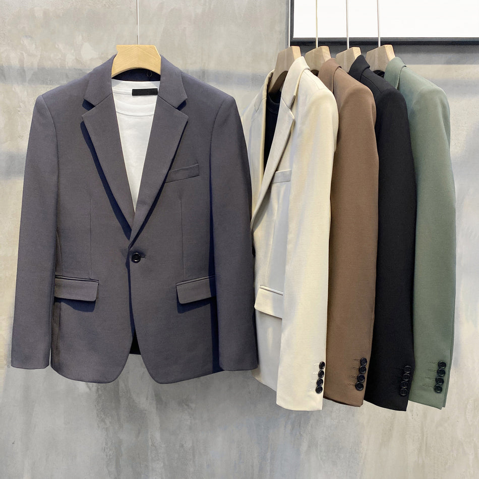 Slim-Fit Men’s Casual Suit Jacket – Autumn British Style