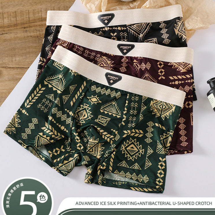 Pack of 5 Mens Retro Ice Silk Boxer Briefs