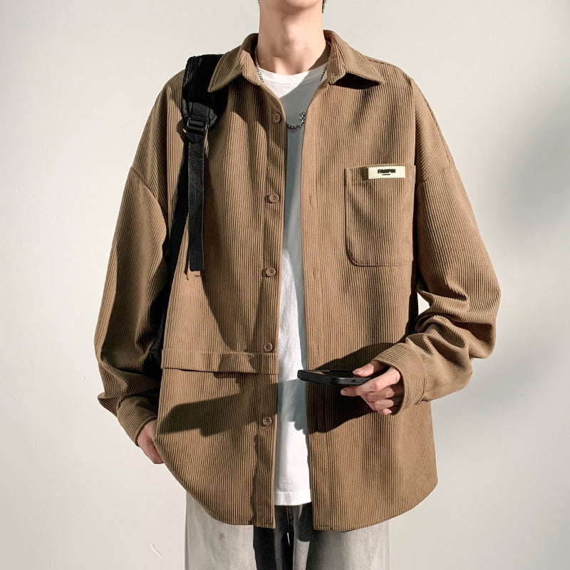 Japanese Corduroy Overshirt Men’s Plus Velvet Jacket