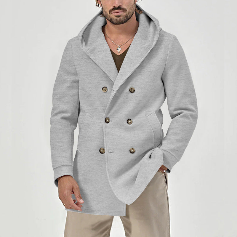 Hooded Double-Breasted Windbreaker