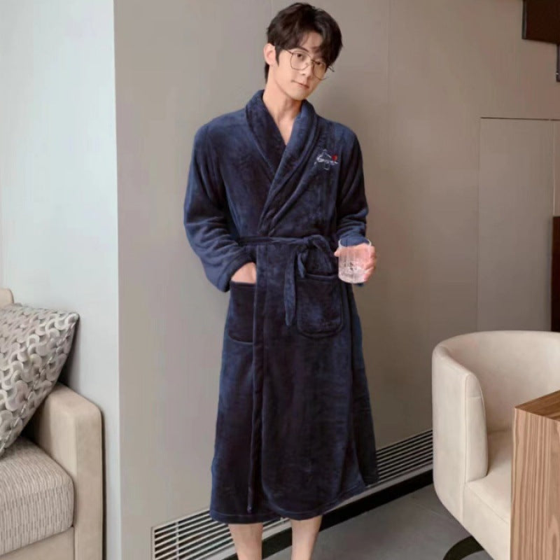 Couple’s Flannel Nightgown | Thickened Winter Coral Fleece Pajamas