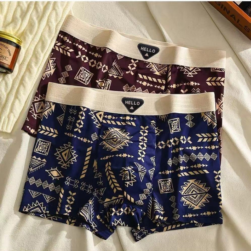 Pack of 4 Mens Retro Ethnic Loose Boxer Briefs