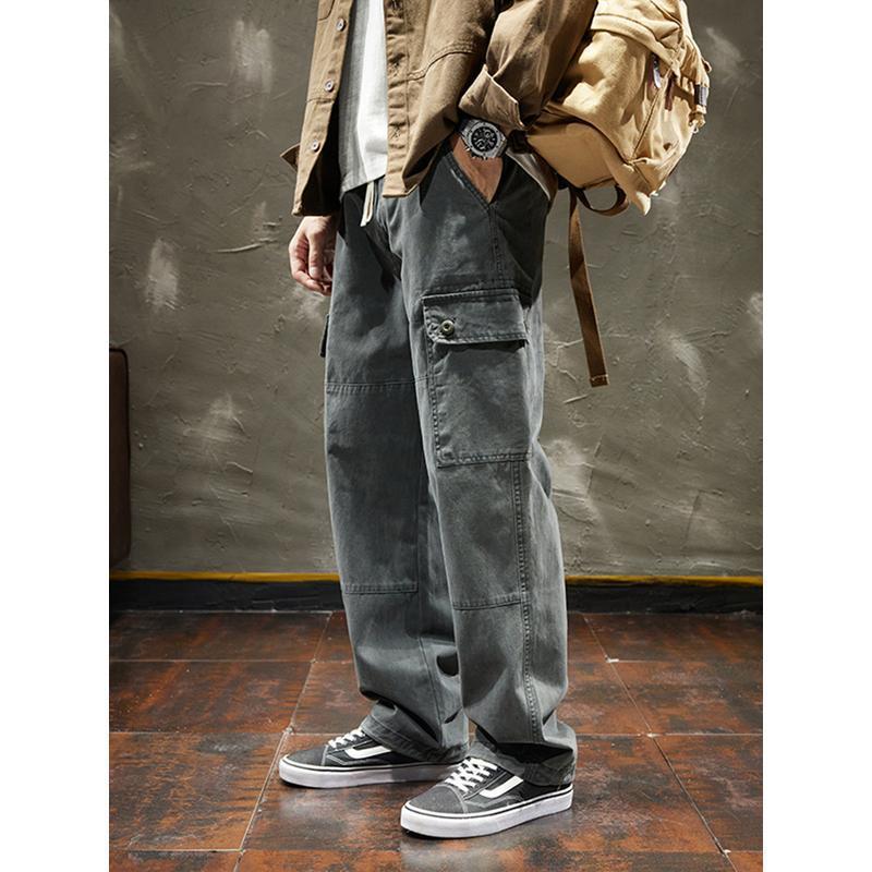 Men’s Japanese-Style Vintage Overalls – Loose Multi-Pocket