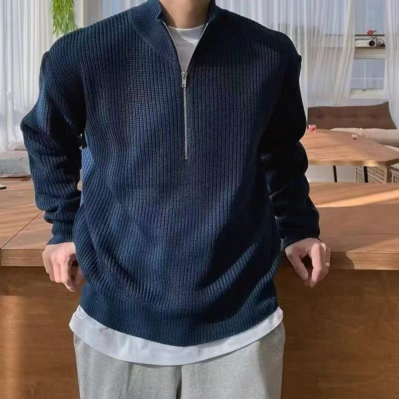 Men’s Half-Zip Pullover Sweater – Hong Kong Casual Style