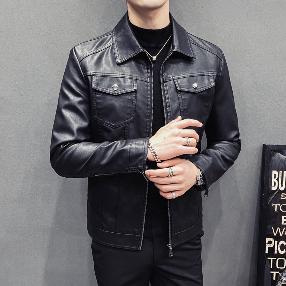 Men’s Autumn-Winter Quilted PU Leather Motorcycle Jacket
