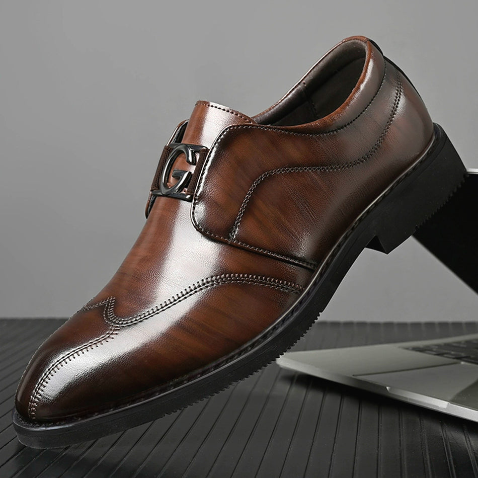 Men’s Pointed Toe Leather Shoes Business Casual Comfort