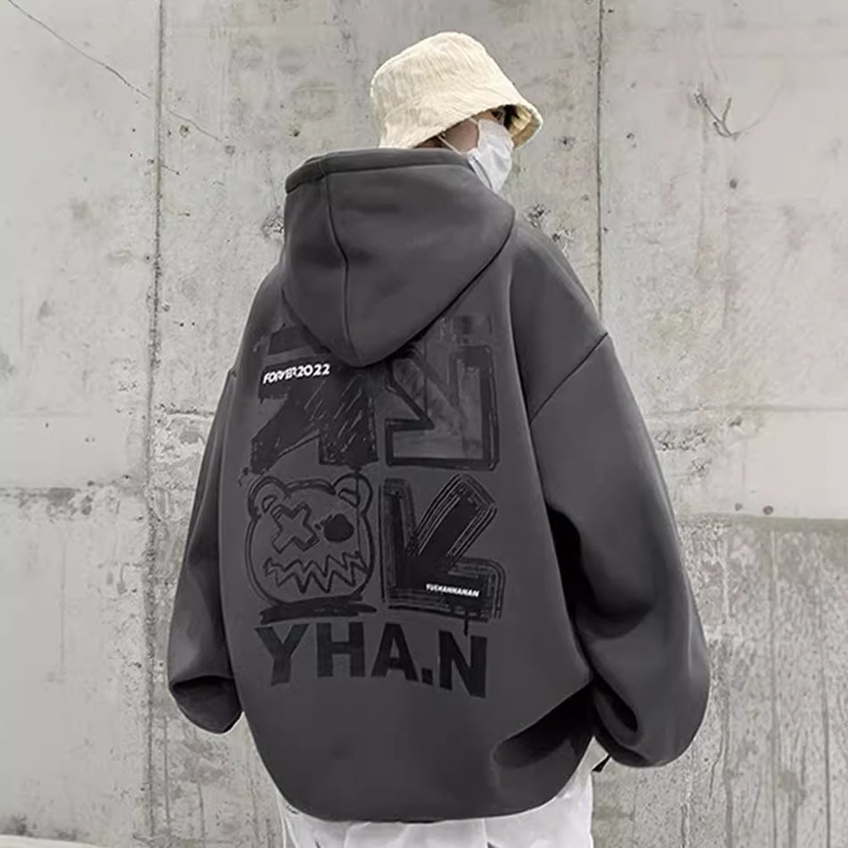 Oversize Velvet Hoodie – Boys’ American Streetwear Jacket