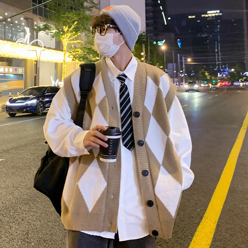 Sleeveless Sweater – Diamond V-Neck Hong Kong Style Vest