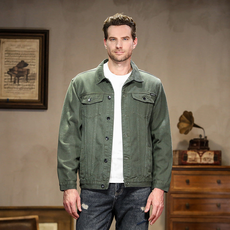 Men's White Denim Jacket – Korean & Japanese Slim-Fit Workwear