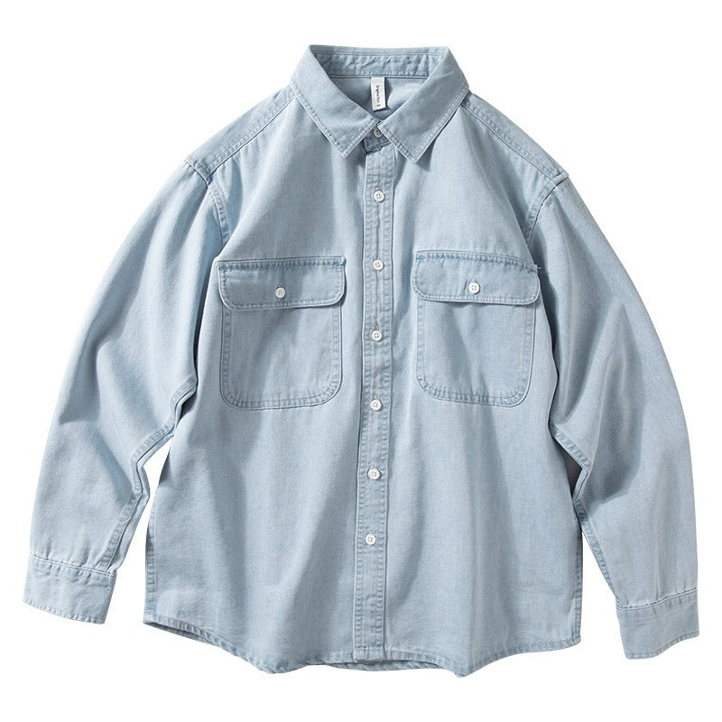 Men's Denim Shirt Spring Autumn Loose Cotton Casual Jacket