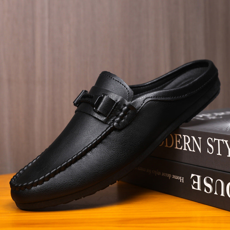 Men’s Black Leather Lafu Shoes – Breathable Soft Waterproof Shoes